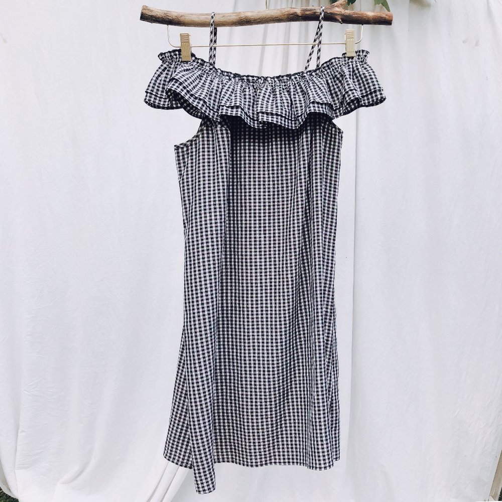 Checked off the shoulder summer dress